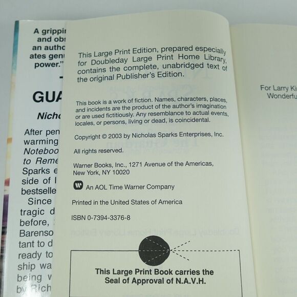 The Guardian A Novel by Nicholas Sparks Hardcover - Picture 7 of 9